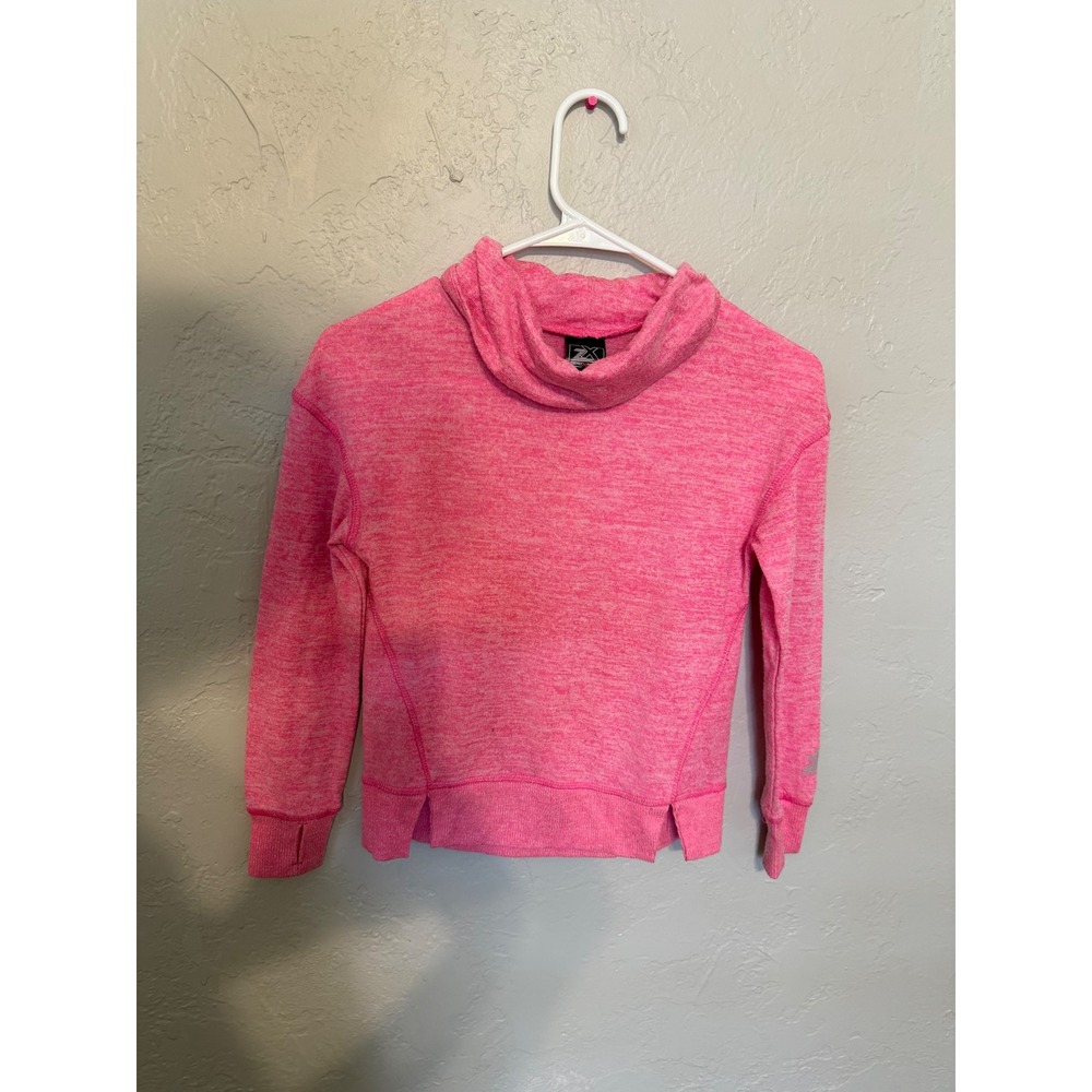 ZeroXposur Girls Pink Heathered Cowl Neck Pullover Sweatshirt Thumbholes Size 7